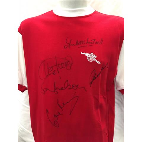 Arsenal Home 1971 Shirt Signed by 5 Double Winning Players - Stock C1