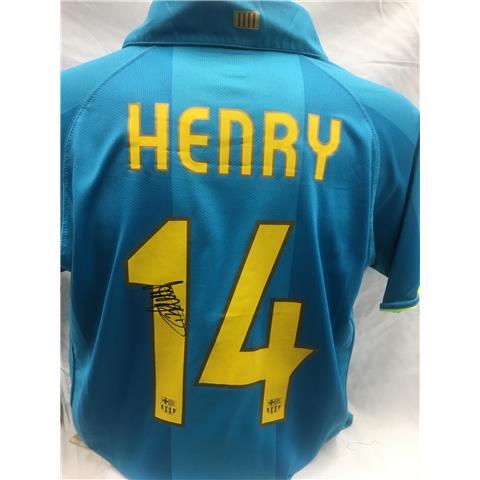 Barcelona Away Shirt Signed By Thierry Henry - Stock TH/2