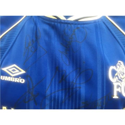 Chelsea Home Multi-Signed Shirt 2001/02 - 17 Signatures - Stock 42