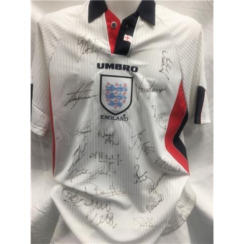 England Home Shirt Multi-Signed By 19 Squad Players 1997/98 - Stock 59