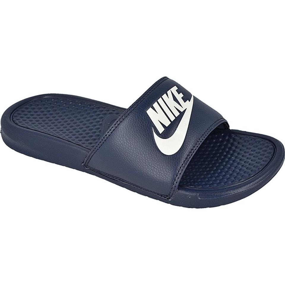 white nike slides 2 straps