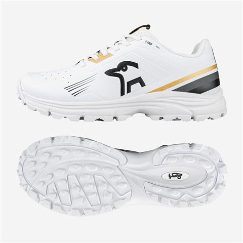 Kookaburra KC 3.0 Mens Rubber Sole Cricket Shoes (White/Gold)