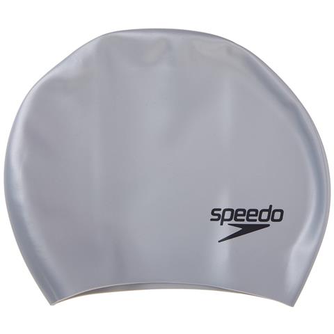 Speedo Adult Long Hair Silicone Silver Cap