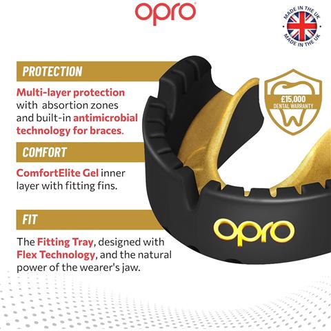 OPRO Gold Braces Self-Fit Mouthguard (Red/Pearl)