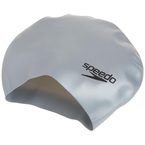 Speedo Adult Long Hair Silicone Silver Cap
