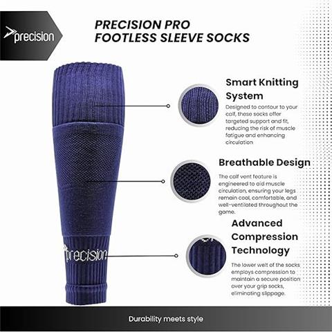 Precision Plain Pro Footless Sleeve Socks Navy