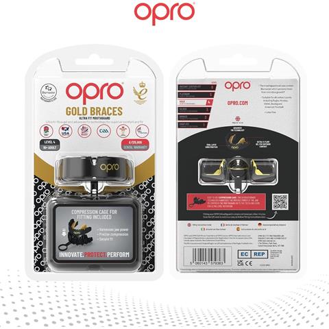 OPRO Gold Braces Self-Fit Mouthguard (White/Gold)