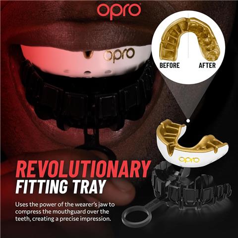 OPRO Gold Braces Self-Fit Mouthguard (White/Gold)