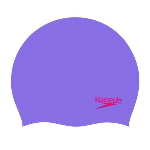 Speedo Junior Plain Moulded Silicone Cap Purple