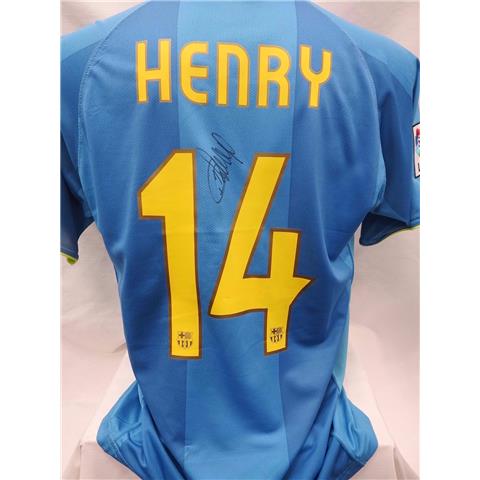 Barcelona Away Shirt Signed By Thierry Henry - stock TH/1