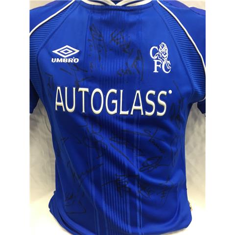 Chelsea Home Multi-Signed Shirt 2001/02 - 18 Signatures - Stock 41