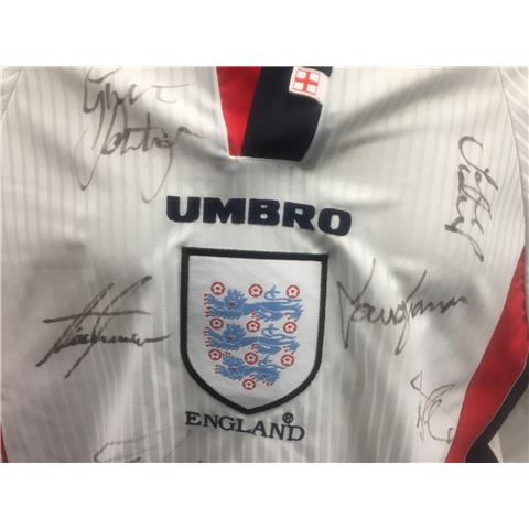 England Home Shirt Multi-Signed By 19 Squad Players 1997/98 - Stock 59