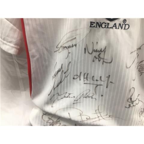 England Home Shirt Multi-Signed By 19 Squad Players 1997/98 - Stock 59