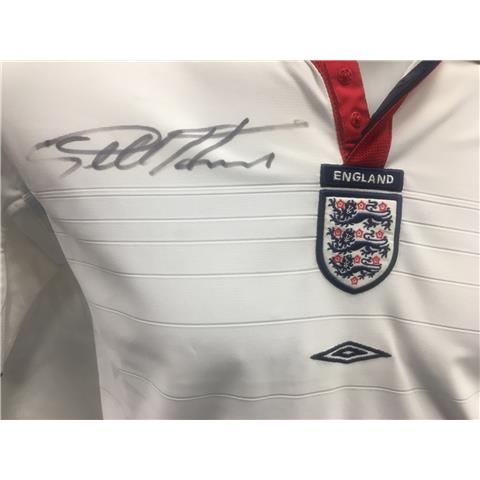 England Home Shirt Signed By Sir Geoff Hurst 2004 - Stock 90