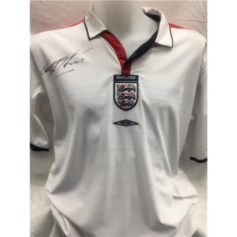 England Home Shirt Signed By Sir Geoff Hurst 2004 - Stock 89