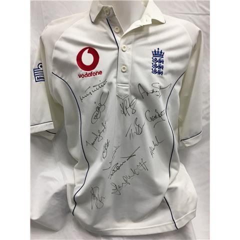 England Cricket Signed Shirt by 10 Squad Members 2006 - Stock 149