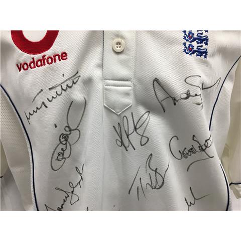 England Cricket Signed Shirt by 10 Squad Members 2006 - Stock 149