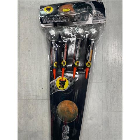 Black Cat Mission To Mars Rockets (Pack Of 4)