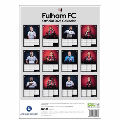 Fulham F.C A3 Calendar 2025