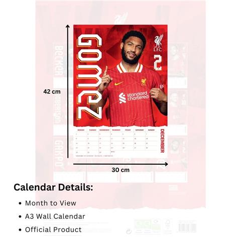 Liverpool F.C A3 Calendar 2025