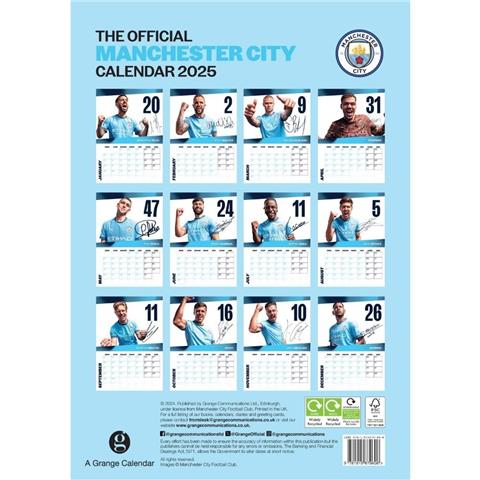 Manchester City F.C A3 Calendar 2025