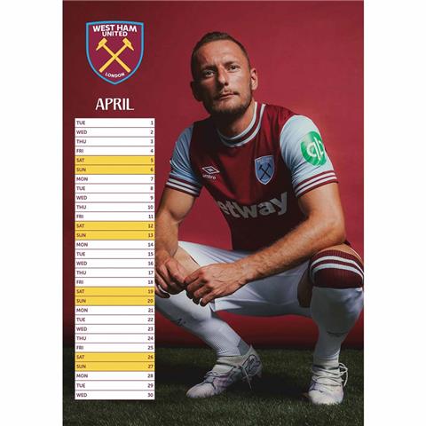 West Ham United F.C A3 Calendar 2025