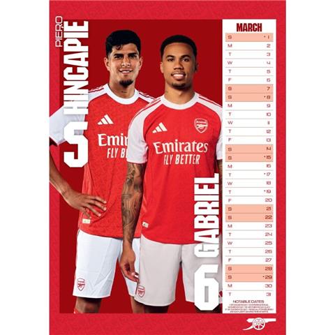 Arsenal F.C A3 Calendar 2026