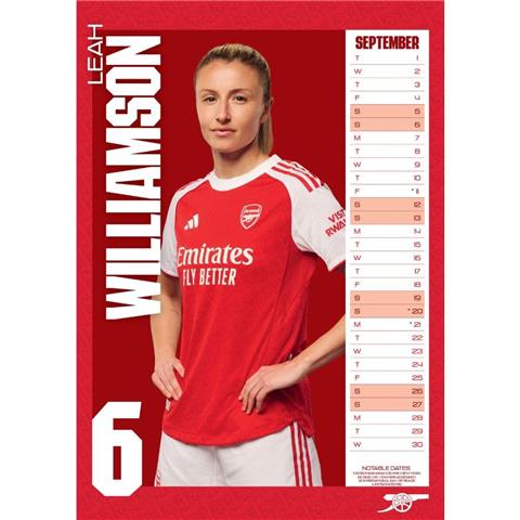 Arsenal F.C Womens A3 Calendar 2026