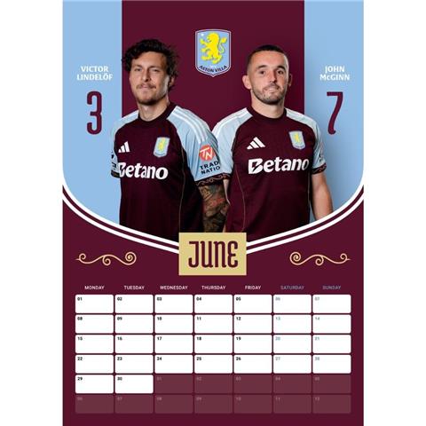 Aston Villa F.C A3 Calendar 2026