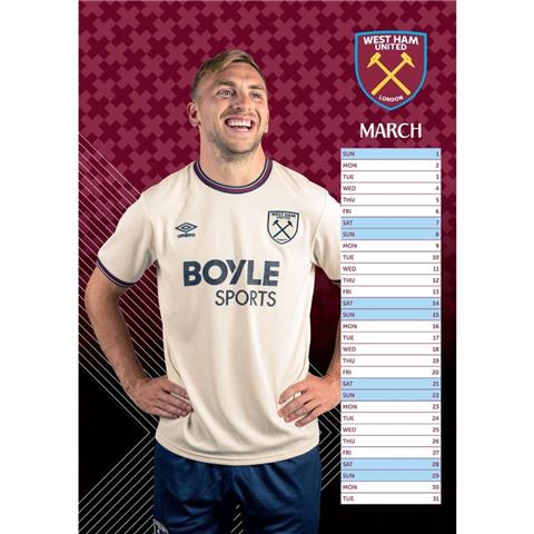 West Ham United F.C Calendar 2026