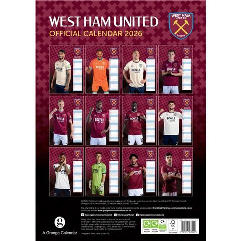 West Ham United F.C Calendar 2026