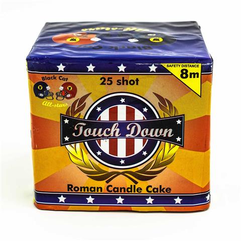Black Cat Touch Down Roman Candle Cake