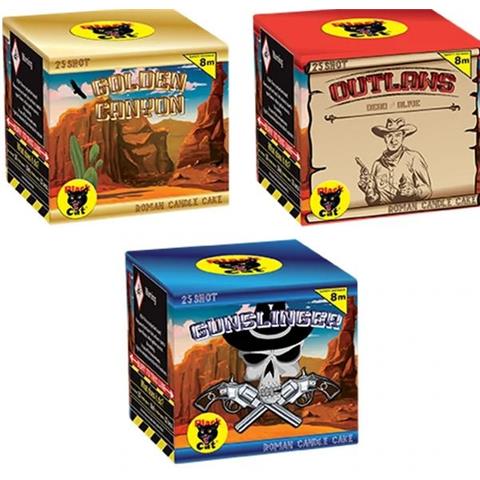 Black Cat Wild West 25 Shot Barrage Cake (Single Firework)